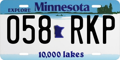 MN license plate 058RKP