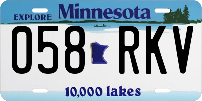 MN license plate 058RKV
