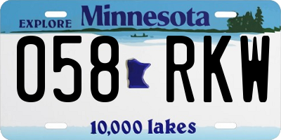 MN license plate 058RKW