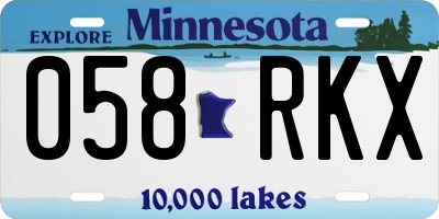 MN license plate 058RKX