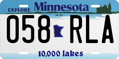 MN license plate 058RLA