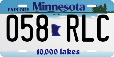 MN license plate 058RLC