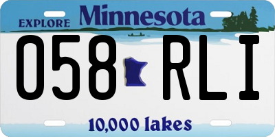 MN license plate 058RLI