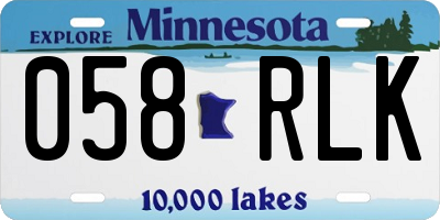 MN license plate 058RLK