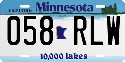 MN license plate 058RLW