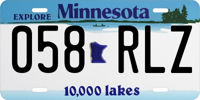 MN license plate 058RLZ