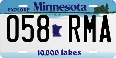 MN license plate 058RMA