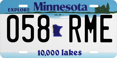 MN license plate 058RME