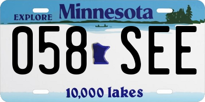 MN license plate 058SEE