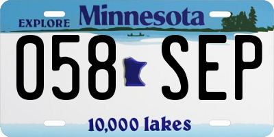 MN license plate 058SEP