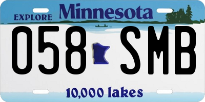 MN license plate 058SMB