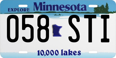 MN license plate 058STI