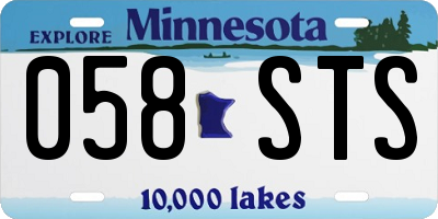 MN license plate 058STS