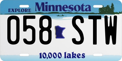 MN license plate 058STW