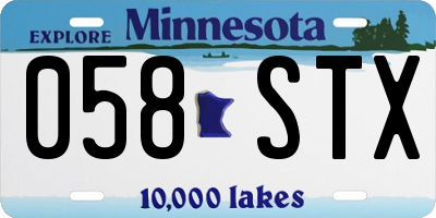 MN license plate 058STX