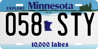 MN license plate 058STY