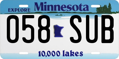 MN license plate 058SUB