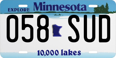 MN license plate 058SUD