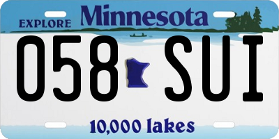 MN license plate 058SUI