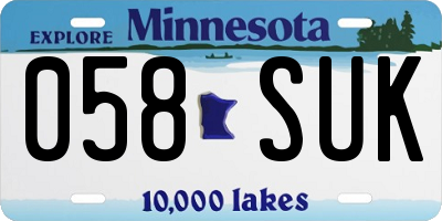 MN license plate 058SUK