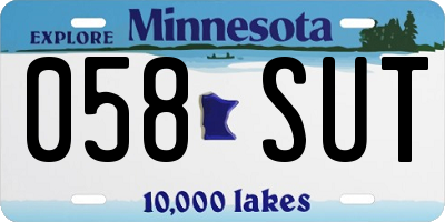 MN license plate 058SUT