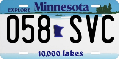 MN license plate 058SVC