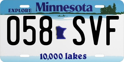 MN license plate 058SVF
