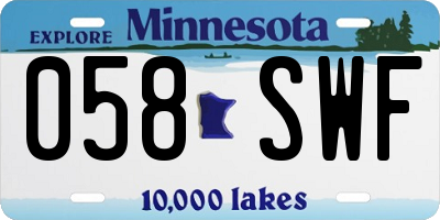 MN license plate 058SWF