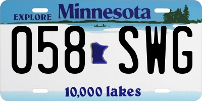 MN license plate 058SWG