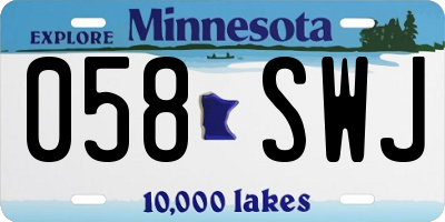 MN license plate 058SWJ
