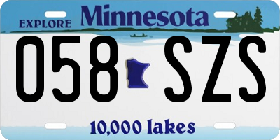 MN license plate 058SZS