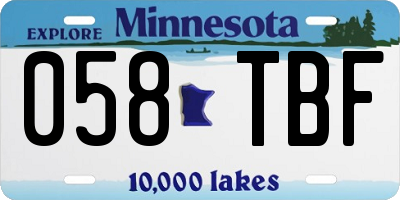 MN license plate 058TBF