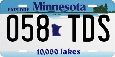 MN license plate 058TDS