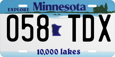 MN license plate 058TDX