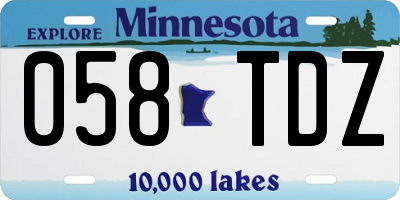 MN license plate 058TDZ