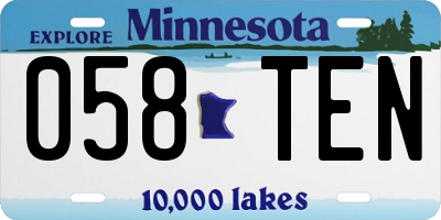 MN license plate 058TEN