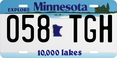 MN license plate 058TGH