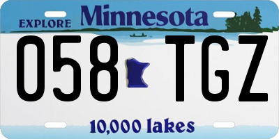MN license plate 058TGZ