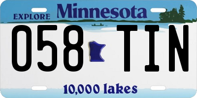 MN license plate 058TIN