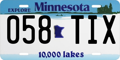 MN license plate 058TIX