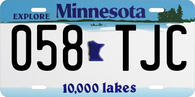 MN license plate 058TJC