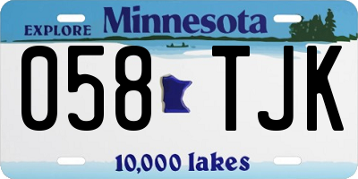 MN license plate 058TJK