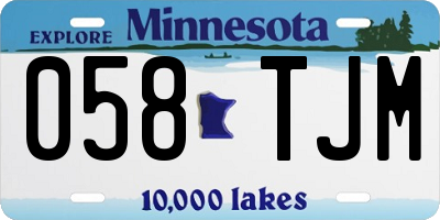 MN license plate 058TJM