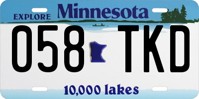 MN license plate 058TKD