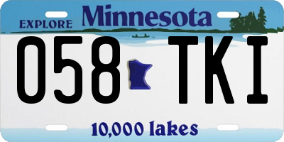 MN license plate 058TKI