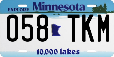 MN license plate 058TKM