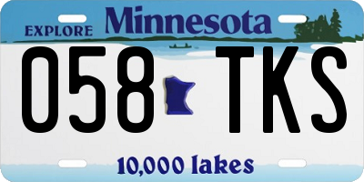 MN license plate 058TKS
