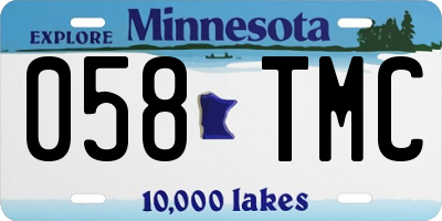 MN license plate 058TMC
