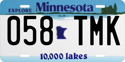 MN license plate 058TMK
