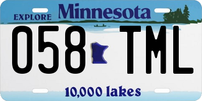 MN license plate 058TML